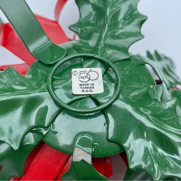 🎄Vintage Christmas Department 56 Dept 56 Holly Metal Ribbon Candle Holder - Picture 2 of 5